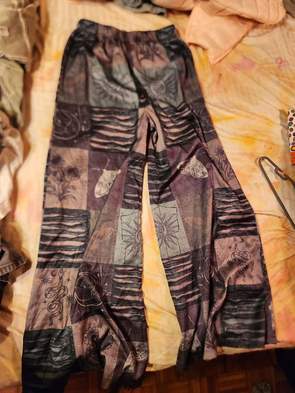 ROMWE Patchwork Wide-Leg Pants in Purple and Gray